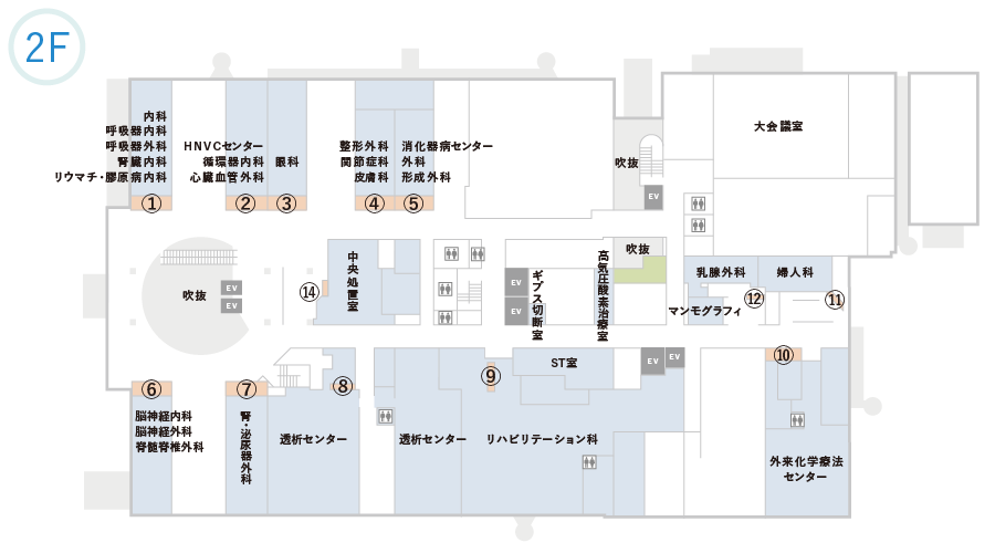 福岡和白病院フロアマップ(2F)